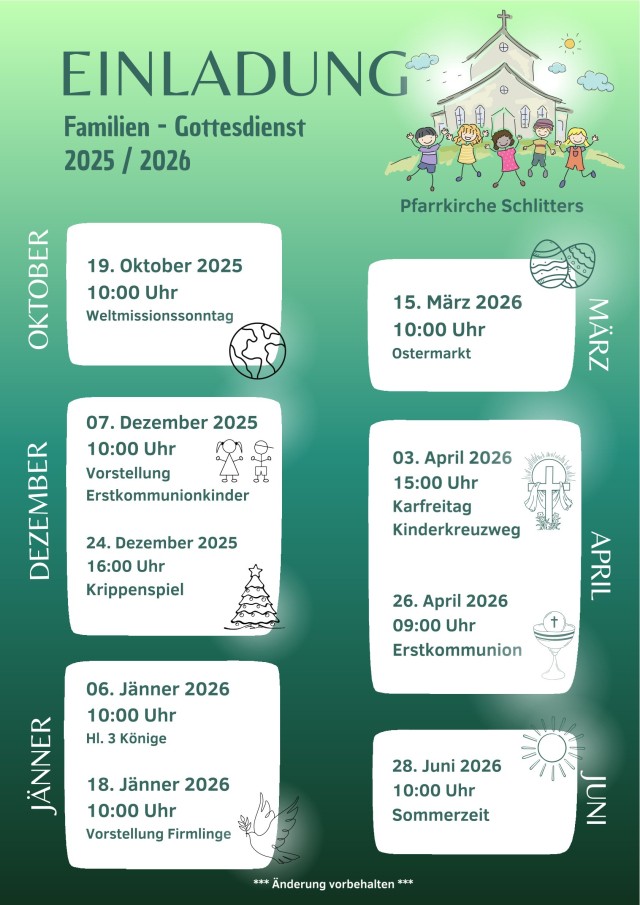 Termine Familiengottesdienste 2025/2026