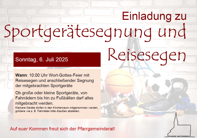Sportgerätesegnung und Reisesegen