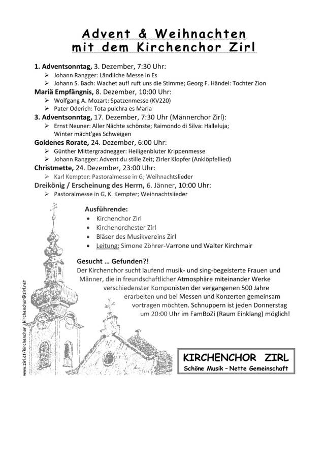 Kirchenmusik in der Advents-und Weihnachtszeit 2023