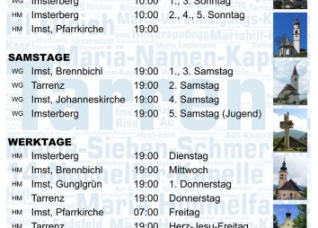 Gottesdienste im Seelsorgeraum Imst-Imsterberg-Tarrenz