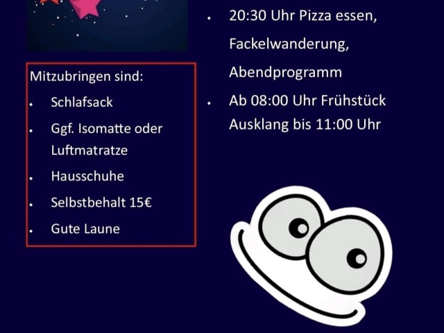 Herzliche Einladung zur Übernachtungsparty