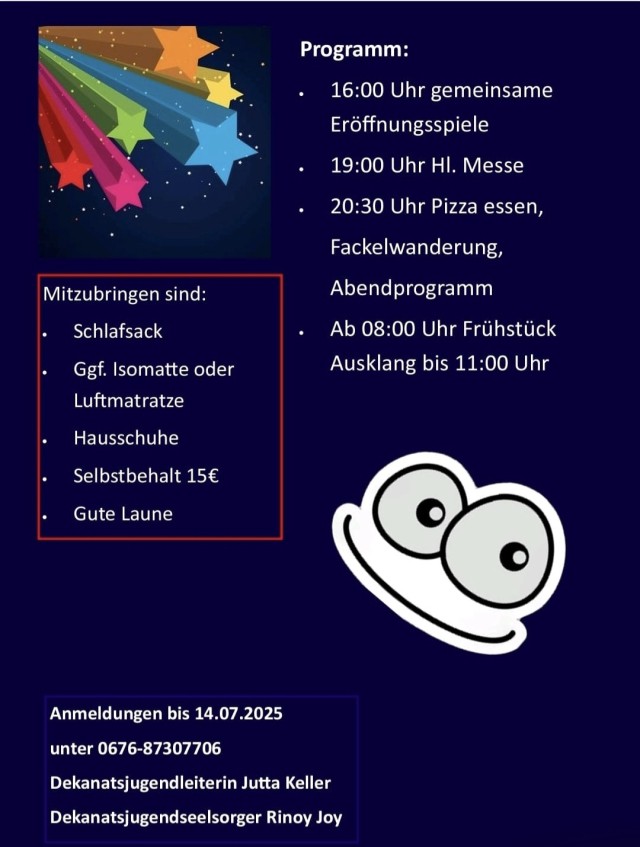 Herzliche Einladung zur Übernachtungsparty