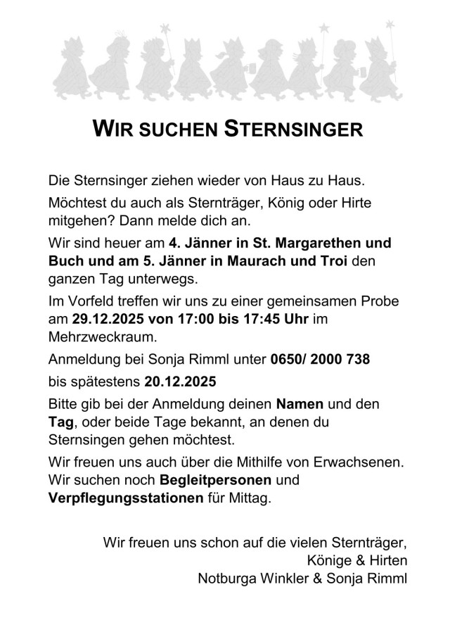 Wir suchen Sternsinger