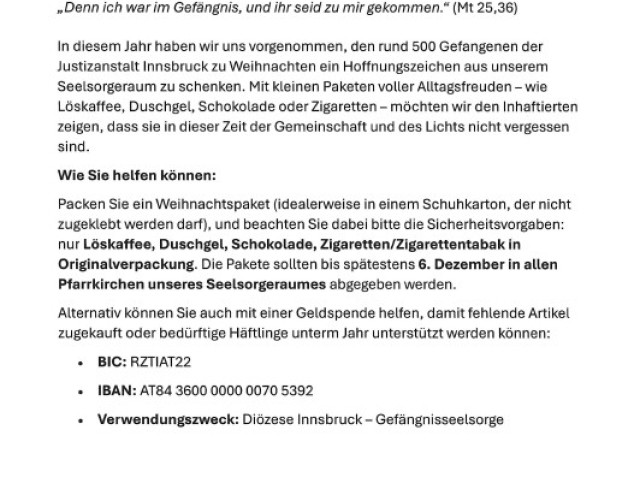 Weihnachtsfreude für Gefangene