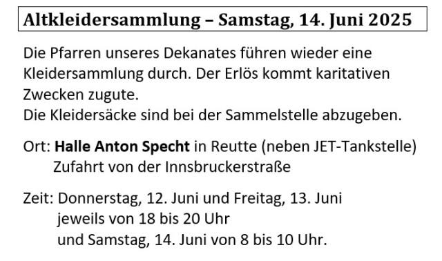 Altkleidersammlung 2025