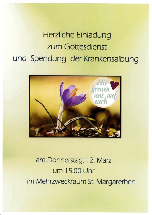 Gottesdienst mit Spendung der Krankensalbung