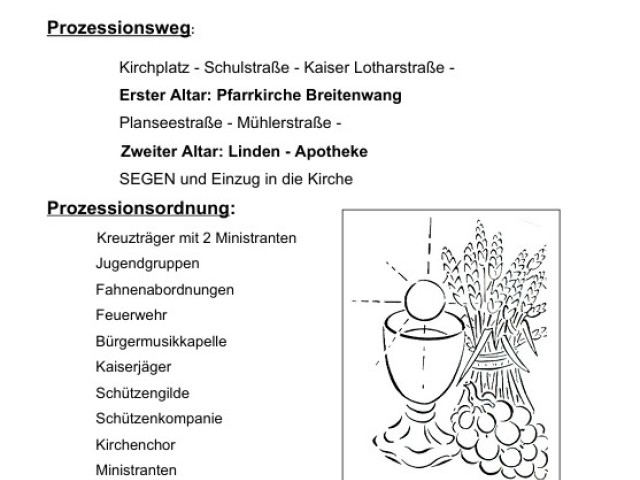 Herzliche Einladung zum Fronleichnamsfest