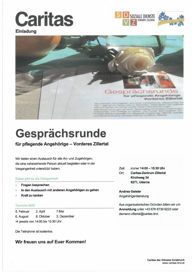 Gesprächsrunde für pflegende Angehörige