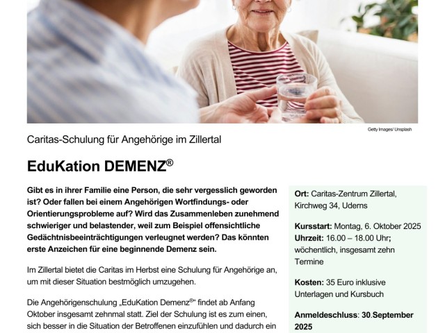 Caritas-Schulung für Demenz Angehörige