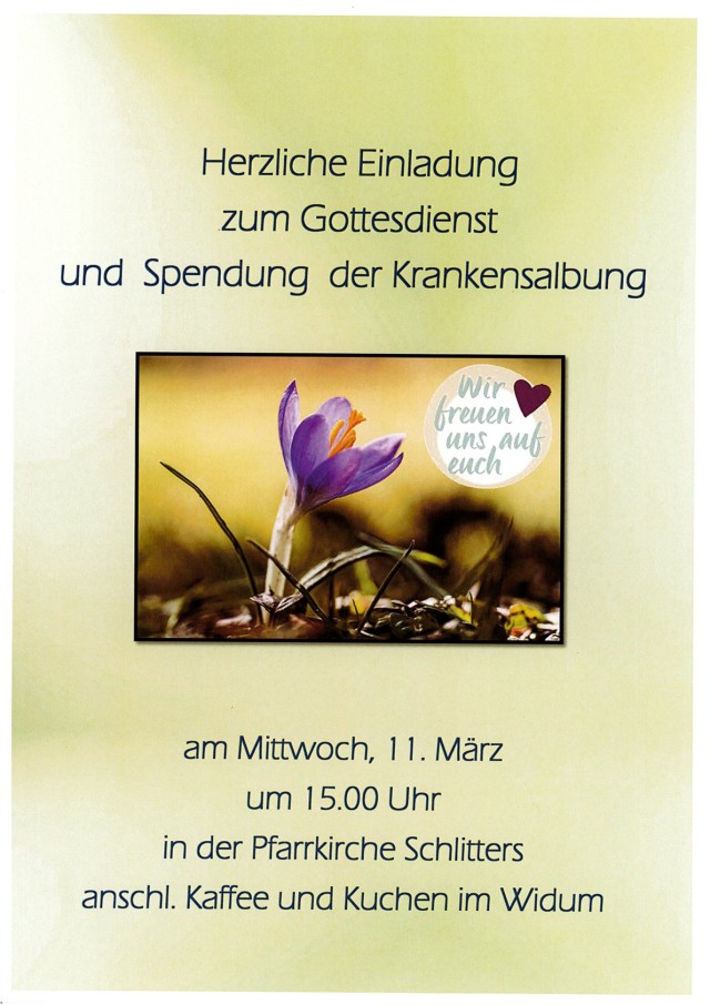 Gottesdienst mit Spendung der Krankensalbung