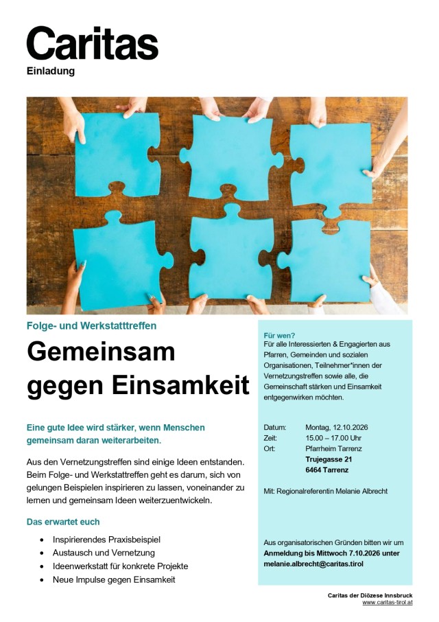 Gemeinsam gegen Einsamkeit - Caritas in Tarrenz