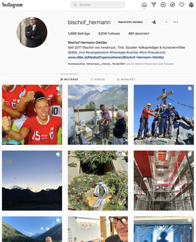 Bischof Hermann als erster heimischer Bischof über 1.000 Insta-Postings