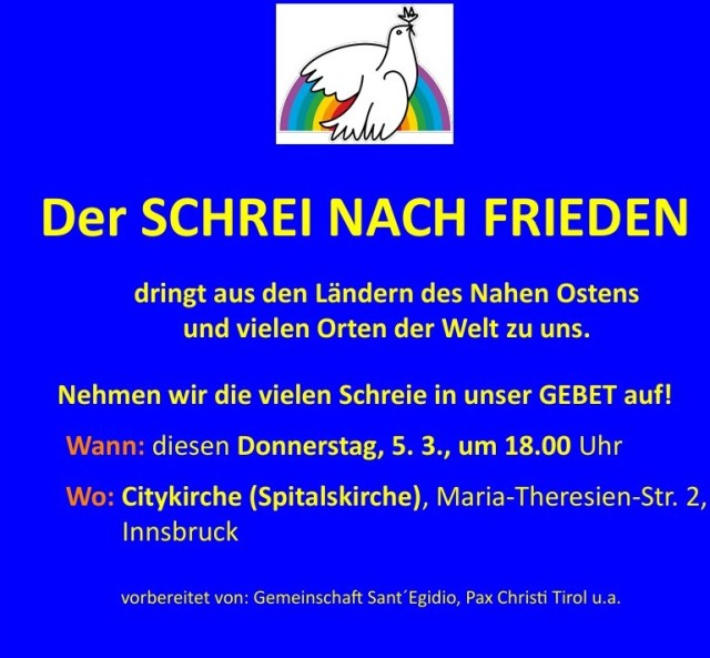 Friedensgebet in der Innsbrucker Spitalskirche