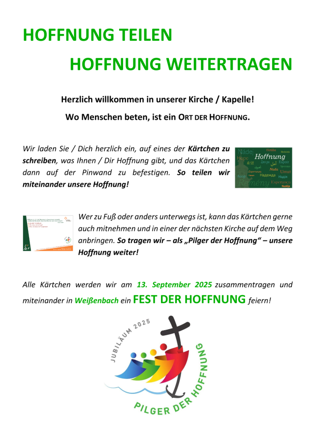 Hoffnung teilen - Hoffnung weitertragen