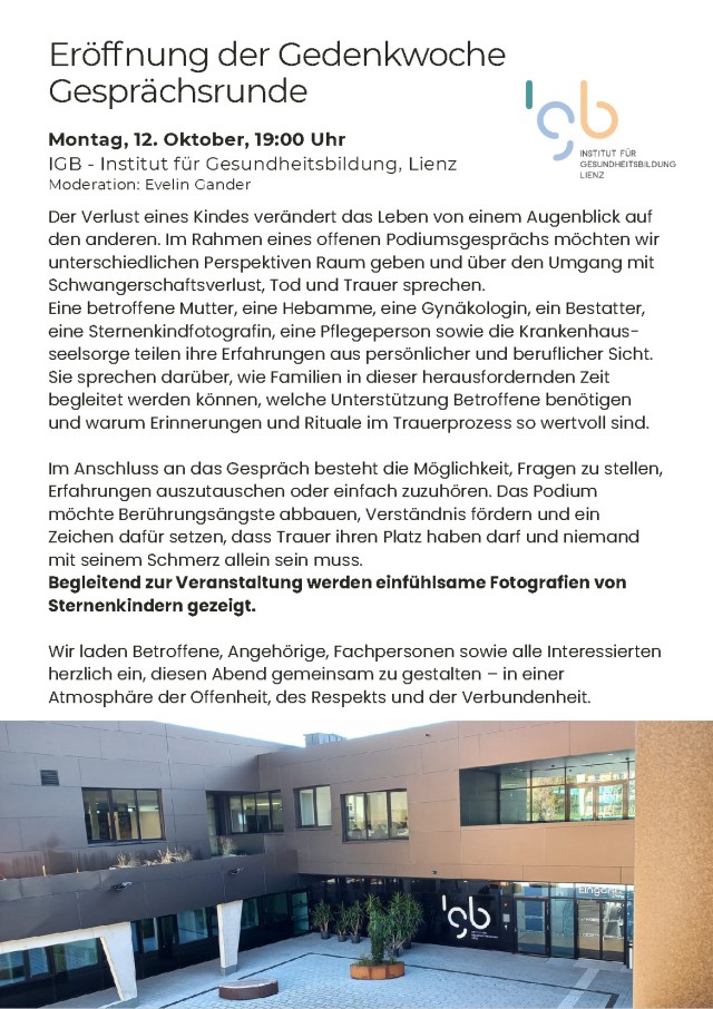 Podiumsgespräch zur Eröffnung der Schwerpunktwoche Sternenkinder