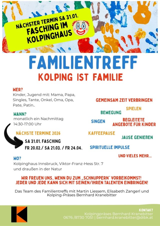 31.01. ab 14:30 Fasching im Kolinghaus