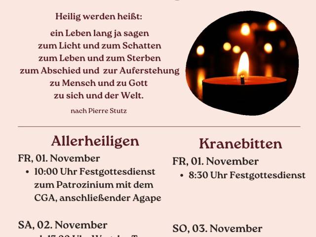 Allerheiligen und Allerseelen im Seelsorgeraum