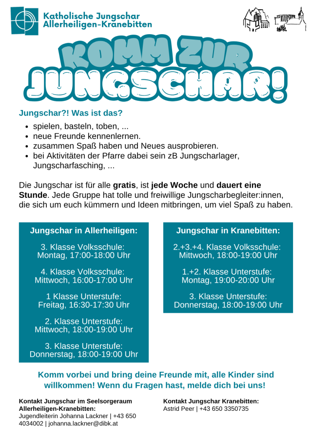 Aktuelle Jungscharstunden im Schuljahr 2025/26: