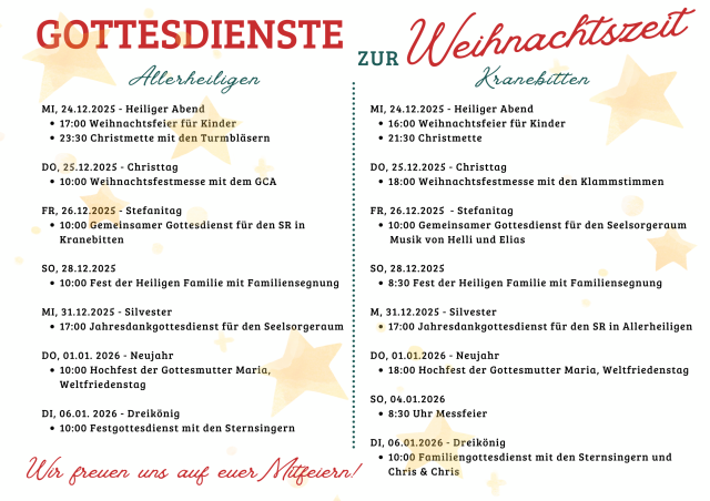 Gottesdienste in der Weihnachtszeit