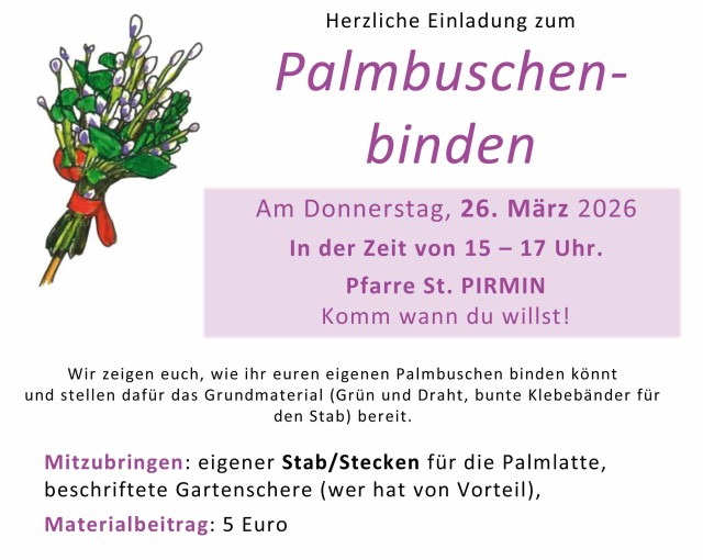 Palmbuschenbinden für Familien am 26. März