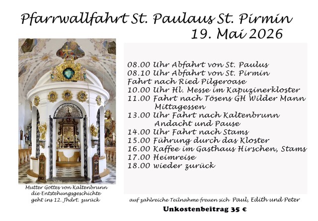Pfarrwallfahrt am 19. Mai
