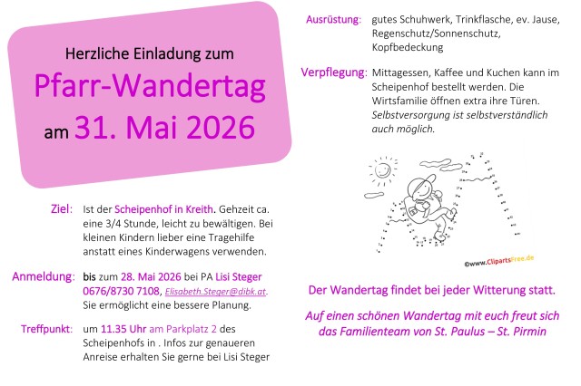 Pfarrwandertag am 31. Mai