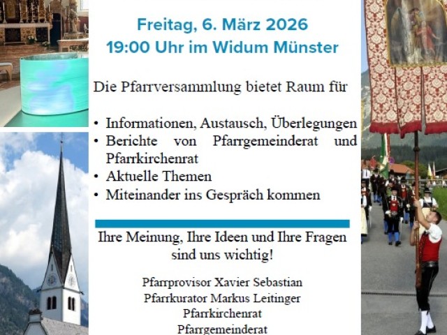 Pfarrversammlung - Fr, 06. März 2026 ab 19.00 Uhr Widum Münster