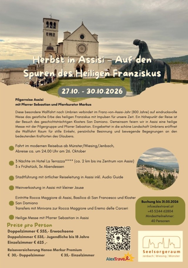 27.10. - 30.10. Fahrt nach Assisi mit Pfarrprovisor Sebastian und Pfarrkurator Markus